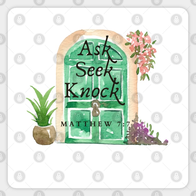 Inspirational Bible Verse Ask Seek and Knock Sticker by Mission Bear